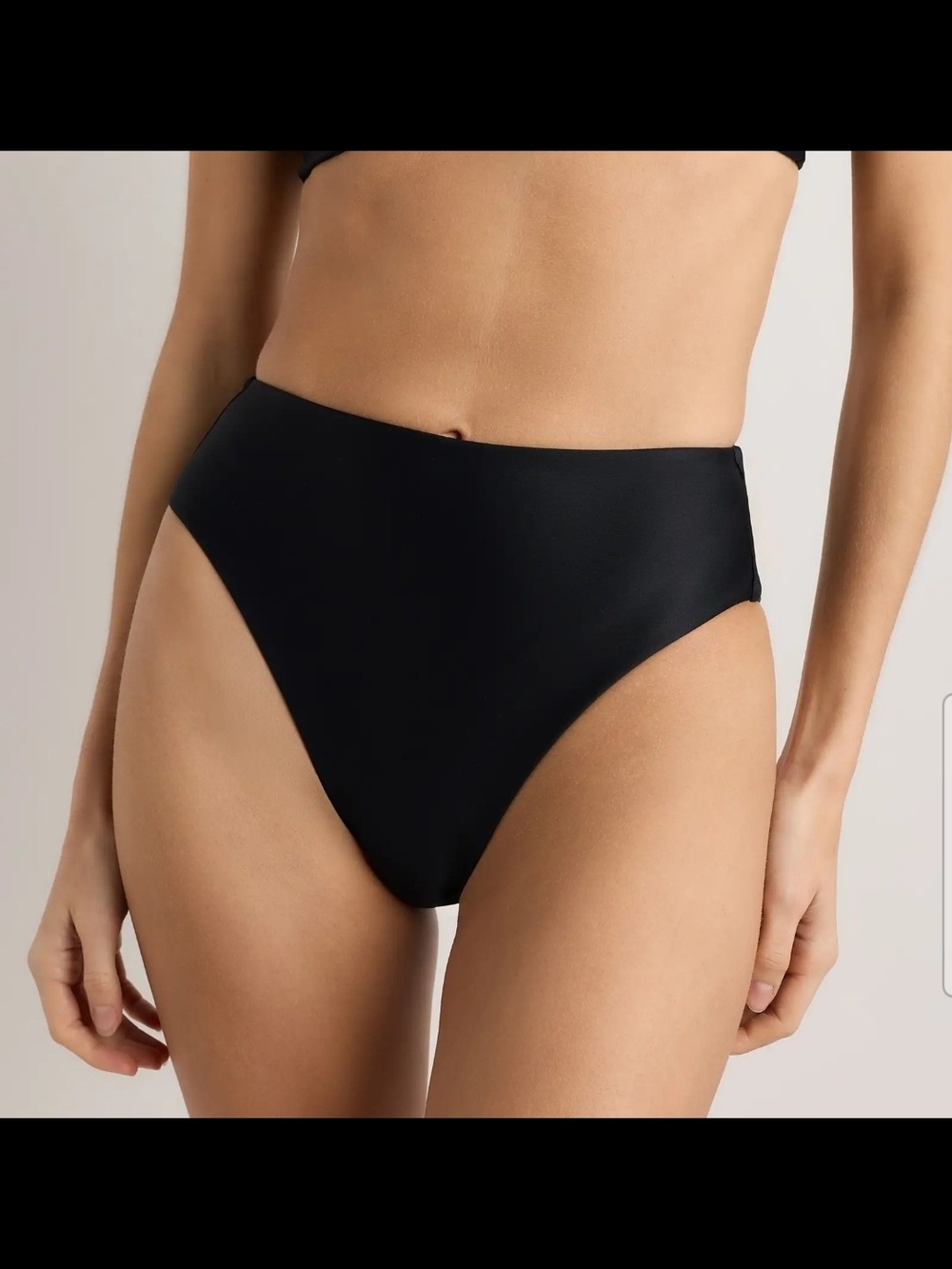 NWT! Quince Italian High-Rise High-Leg Bikini Bottom Black Size Small